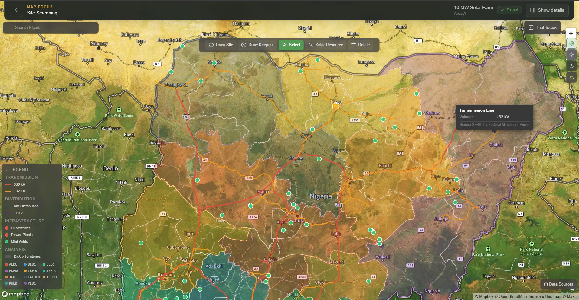 Power infrastructure and distribution territories